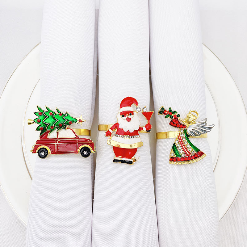 Hotel Western Food Green Christmas Tree Napkin Ring Napkin Ring Alloy Diamond Napkin Ring Napkin Ring Wholesale