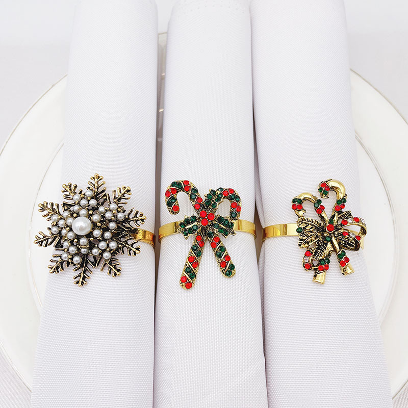 Hotel Western Food Green Christmas Tree Napkin Ring Napkin Ring Alloy Diamond Napkin Ring Napkin Ring Wholesale