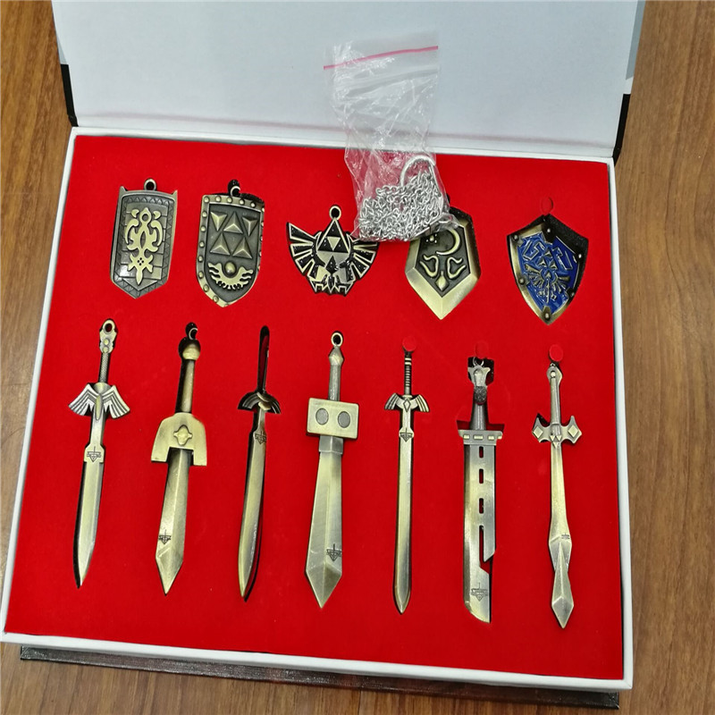Legend of Zelda Set Sky Sword Linke Weapon Necklace Keychain 11-Piece Suit
