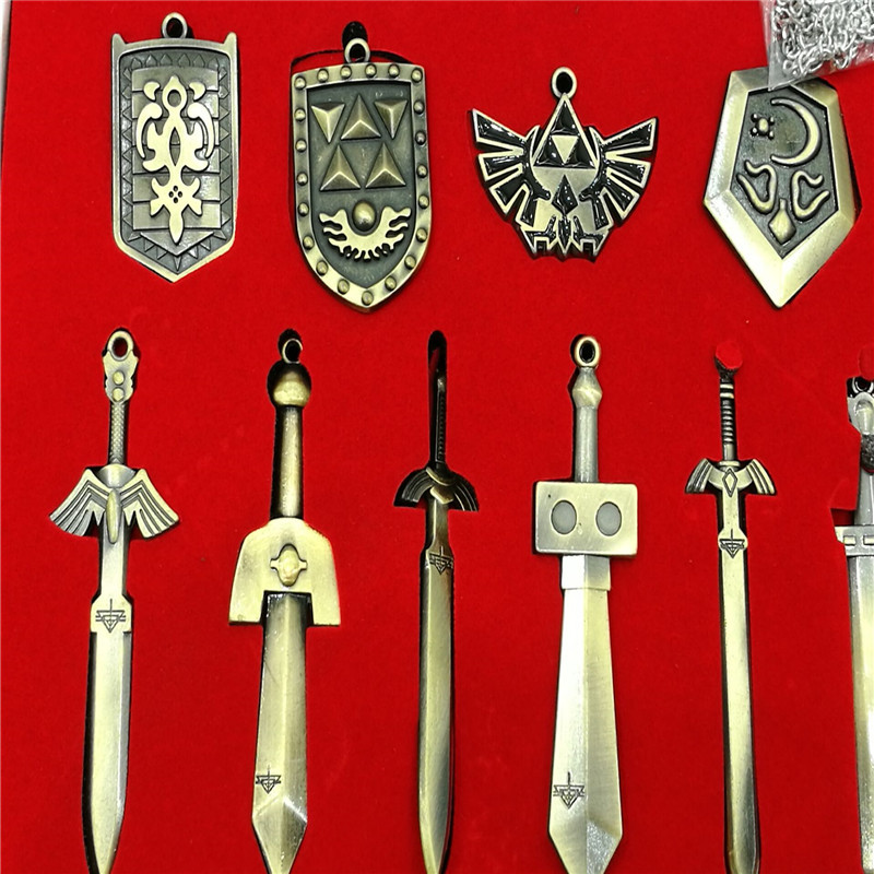 Legend of Zelda Set Sky Sword Linke Weapon Necklace Keychain 11-Piece Suit