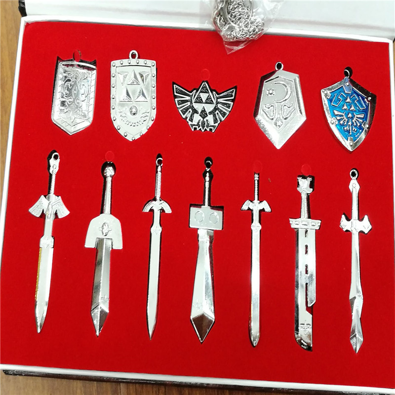 Legend of Zelda Set Sky Sword Linke Weapon Necklace Keychain 11-Piece Suit