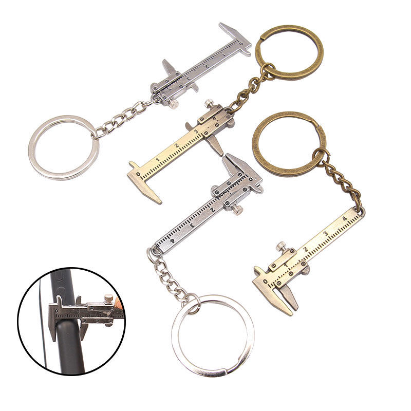 Mini Vernier Caliper Keychain Pendant Measuring Tool Zinc Alloy Key Ring Portable Tool 0-40mm