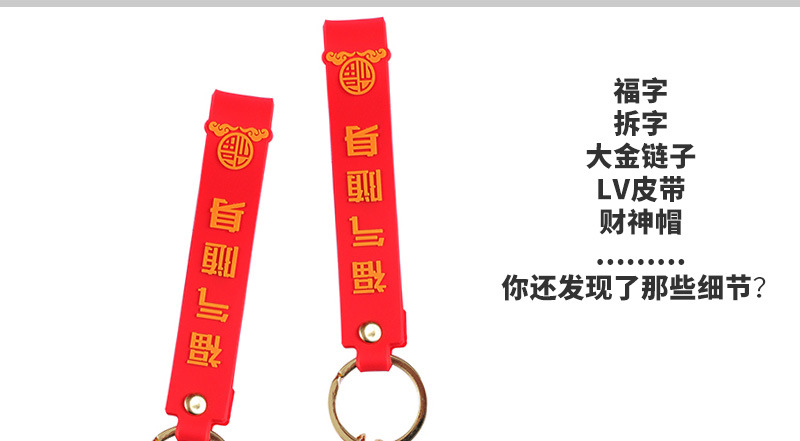 Original Tiger Year Mascot Outbreak Tiger PVC Three-Dimensional Flexible Glue Tiger Keychain Bag Car Gift Pendant