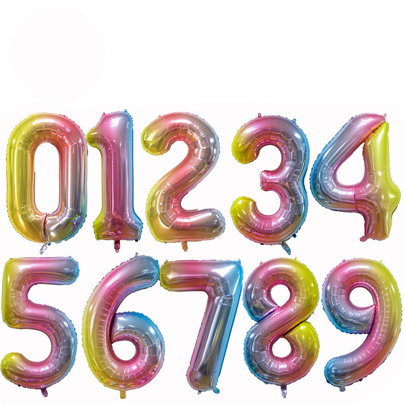 Small Digital 16 Inch American Version Thin Body Decoration Birthday Party Foreign Trade Aluminum Film Balloon Wholesale 16 Digital Balloon