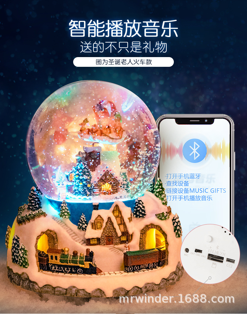 Whole Floating Snowflake Crystal Ball Music Box Music Box Christmas Gift CrossBorder ECommerce