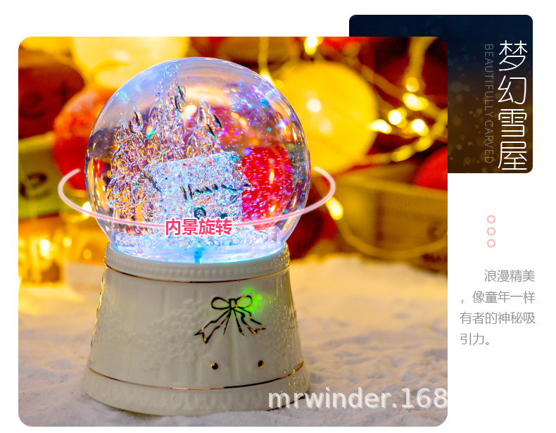 Whole Floating Snowflake Crystal Ball Music Box Music Box Christmas Gift CrossBorder ECommerce