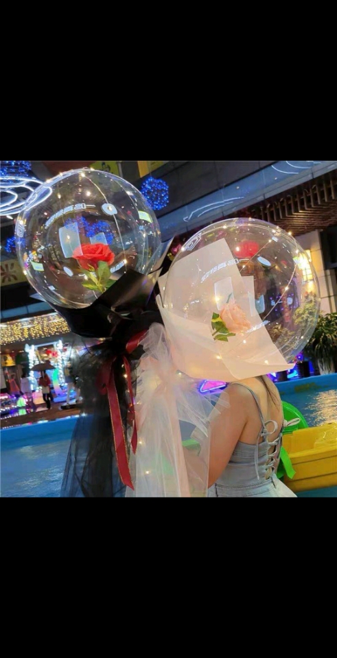 New Web celebrity Bob ball belt lamp Bob Ball rose balloon flower night market supply