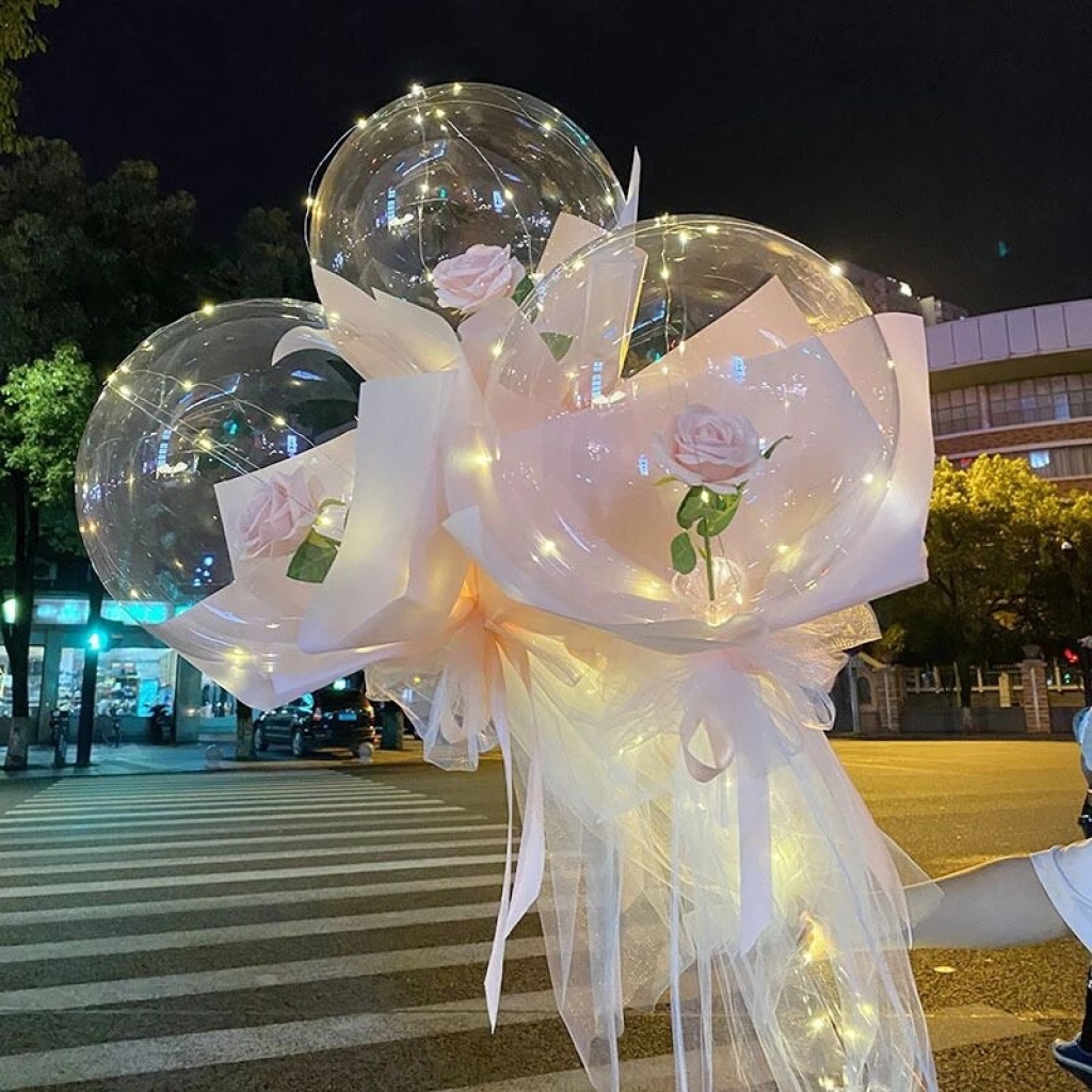 New Web celebrity Bob ball belt lamp Bob Ball rose balloon flower night market supply New Web celebrity Bob ball belt lamp Bob Ball rose balloon flower night market supply