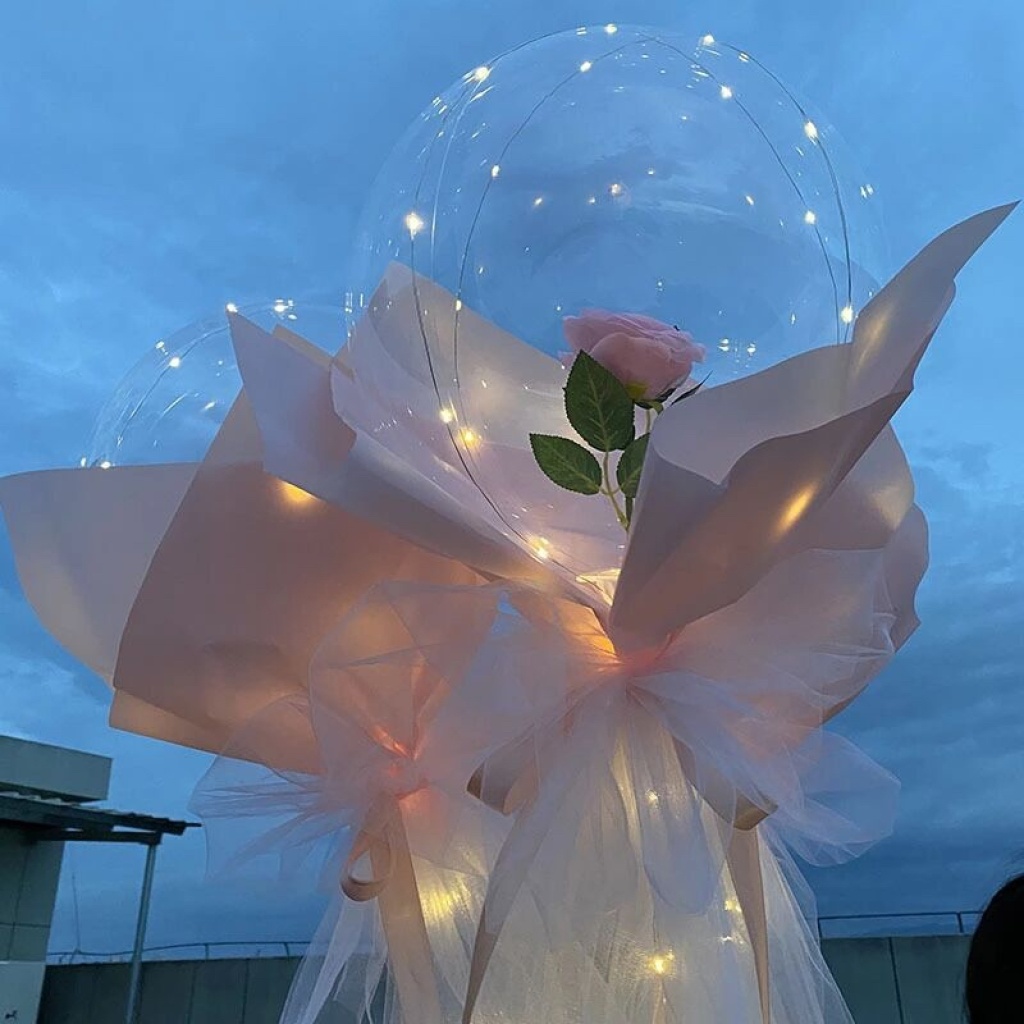 New Web celebrity Bob ball belt lamp Bob Ball rose balloon flower night market supply New Web celebrity Bob ball belt lamp Bob Ball rose balloon flower night market supply