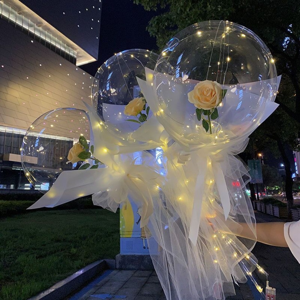 New Web celebrity Bob ball belt lamp Bob Ball rose balloon flower night market supply New Web celebrity Bob ball belt lamp Bob Ball rose balloon flower night market supply