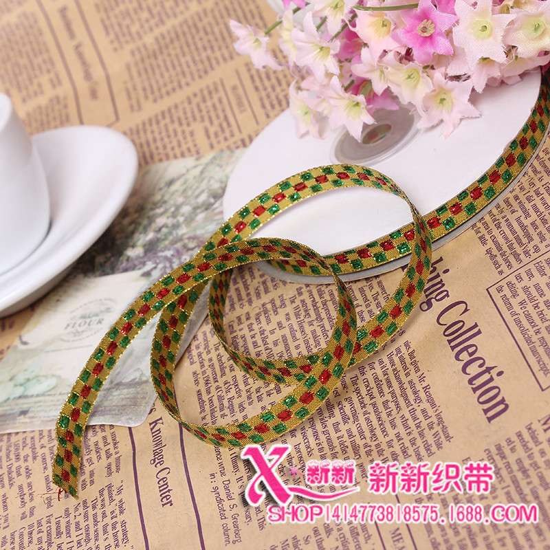 New Christmas Gift Packaging Ribbon 1cm Polyester Ribbon Clothing Accessories Flower Belt Factory Direct Sales