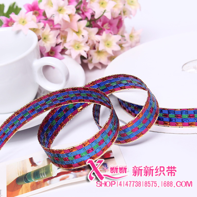 New Christmas Gift Packaging Ribbon 1cm Polyester Ribbon Clothing Accessories Flower Belt Factory Direct Sales