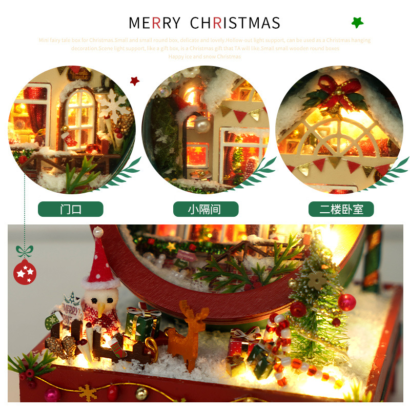 Tianyu DIY Cottage TH11 Flower round Small Box Christmas Style Hand-Assembled Creative Gift for Making Toy Model