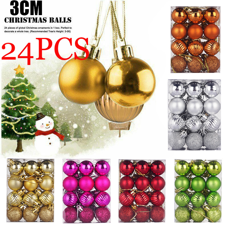 EBay Amazon Hot Selling Christmas Shaped Ball 3cm24 Plastic Christmas Color Ball Christmas Tree Small Pendant