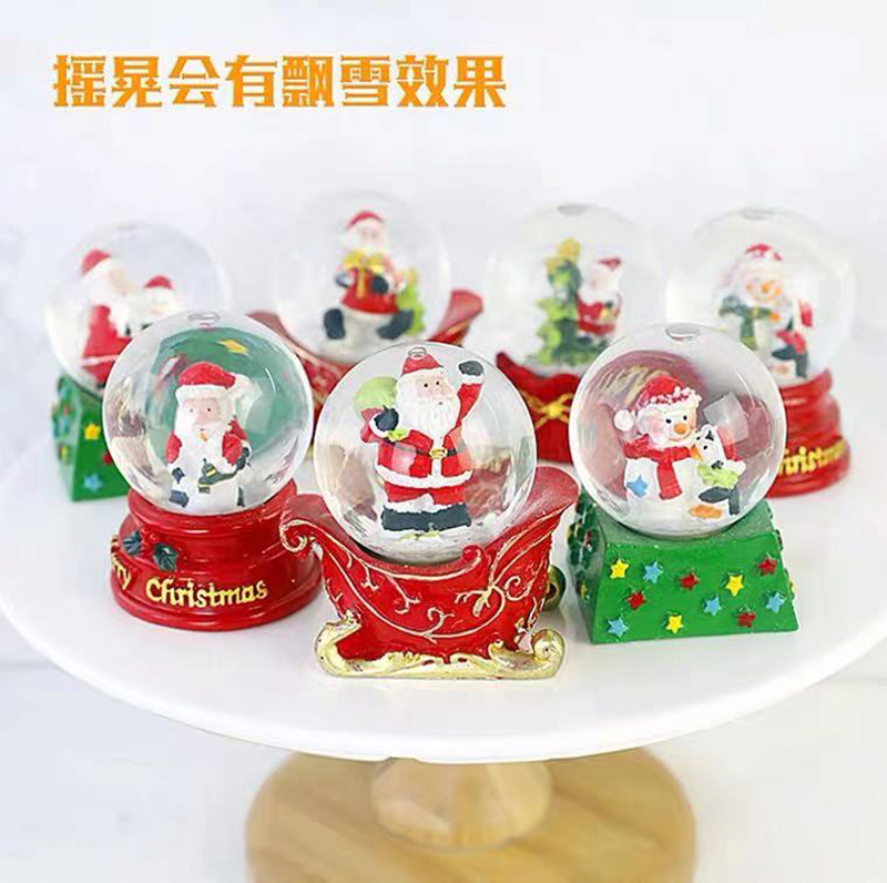 Christmas Crystal Ball Decoration Baking Cake Topper Santa Claus Sled Gift Bag Decoration Dessert Table Doll