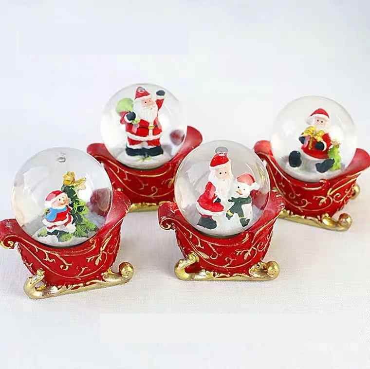 Christmas Crystal Ball Decoration Baking Cake Topper Santa Claus Sled Gift Bag Decoration Dessert Table Doll