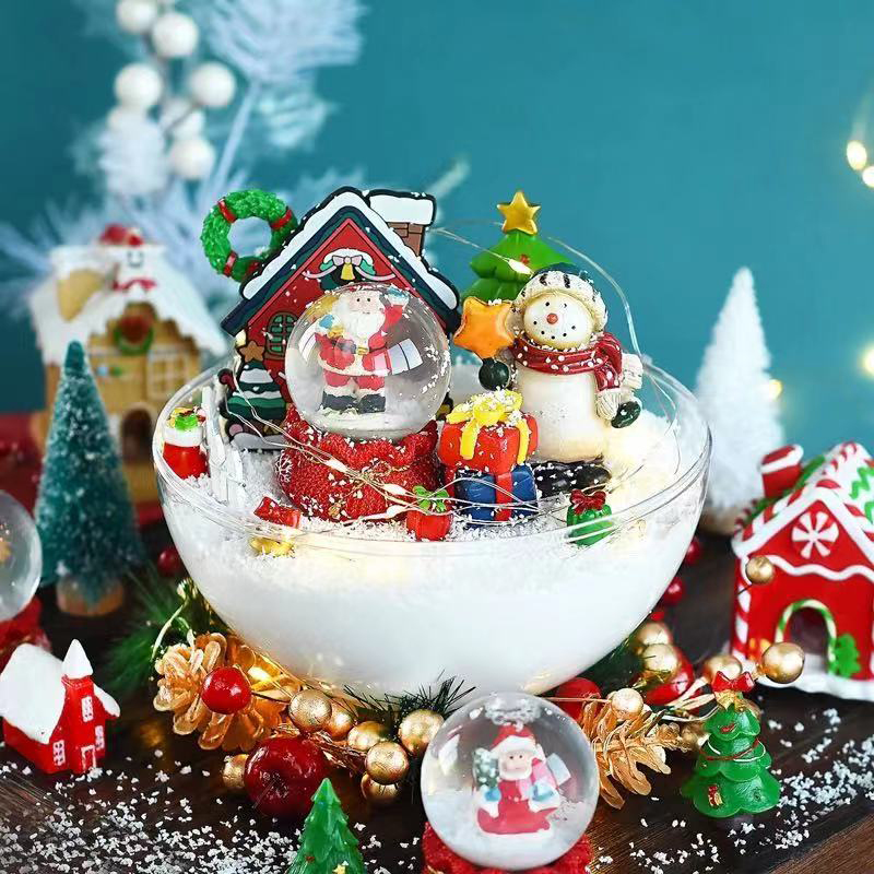 Christmas Crystal Ball Decoration Baking Cake Topper Santa Claus Sled Gift Bag Decoration Dessert Table Doll Christmas Crystal Ball Decoration Baking Cake Topper Santa Claus Sled Gift Bag Decoration Dessert Table Doll