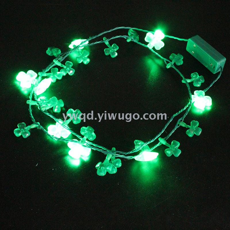 ZD Halloween Christmas Party Supplies Factory Direct Sales Foreign Trade Popular Style Luminous Led Clover Necklace