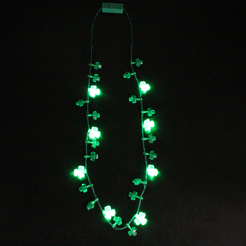 ZD Halloween Christmas Party Supplies Factory Direct Sales Foreign Trade Popular Style Luminous Led Clover Necklace ZD Halloween Christmas Party Supplies Factory Direct Sales Foreign Trade Popular Style Luminous Led Clover Necklace
