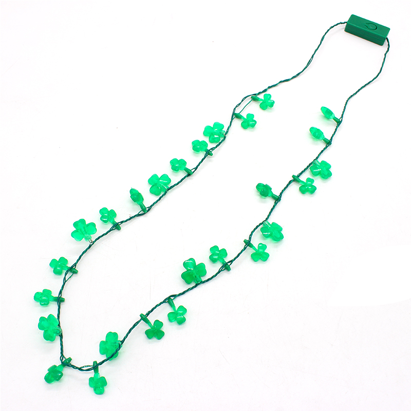 ZD Halloween Christmas Party Supplies Factory Direct Sales Foreign Trade Popular Style Luminous Led Clover Necklace ZD Halloween Christmas Party Supplies Factory Direct Sales Foreign Trade Popular Style Luminous Led Clover Necklace