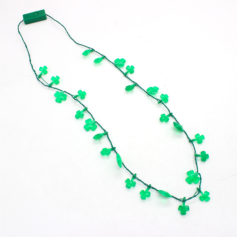 ZD Halloween Christmas Party Supplies Factory Direct Sales Foreign Trade Popular Style Luminous Led Clover Necklace ZD Halloween Christmas Party Supplies Factory Direct Sales Foreign Trade Popular Style Luminous Led Clover Necklace