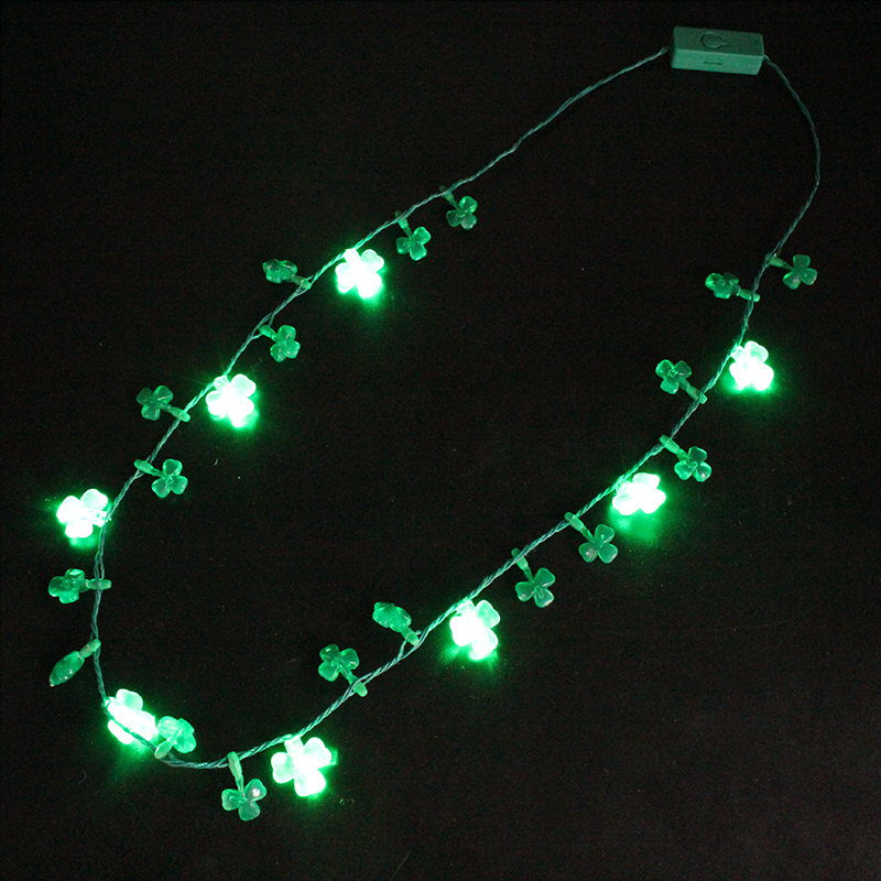 ZD Halloween Christmas Party Supplies Factory Direct Sales Foreign Trade Popular Style Luminous Led Clover Necklace ZD Halloween Christmas Party Supplies Factory Direct Sales Foreign Trade Popular Style Luminous Led Clover Necklace