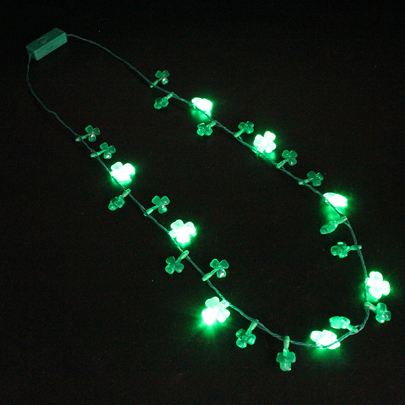 ZD Halloween Christmas Party Supplies Factory Direct Sales Foreign Trade Popular Style Luminous Led Clover Necklace ZD Halloween Christmas Party Supplies Factory Direct Sales Foreign Trade Popular Style Luminous Led Clover Necklace