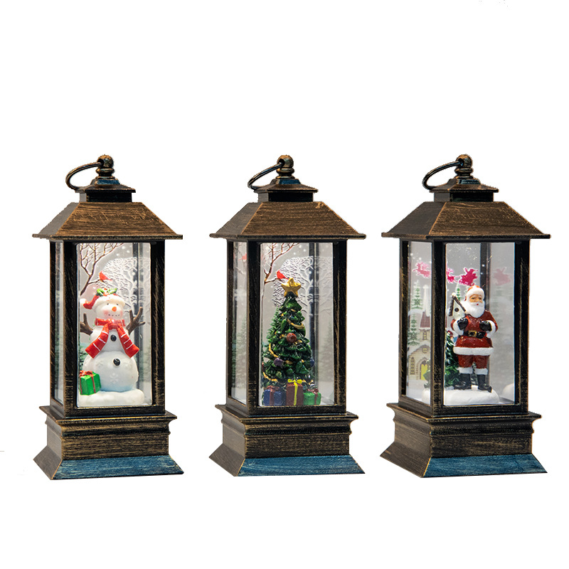 Christmas Luminous Interior Water Injection Small Wind Lamp Desktop Decoration Christmas Tree Scene Layout Small Oil Lamp Shopping Mall Decoration