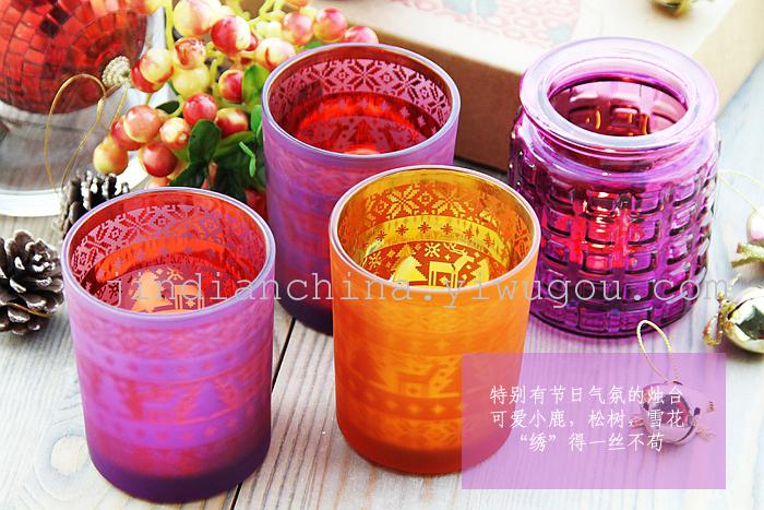 Factory direct European style style christmas snowflake reindeer tea candle cup and Santa Claus