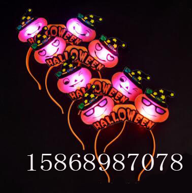 Halloween glow headband Halloween decorations gift expression pumpkin head buckle dance party supplies manufacturers
