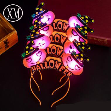 Halloween glow headband Halloween decorations gift expression pumpkin head buckle dance party supplies manufacturers