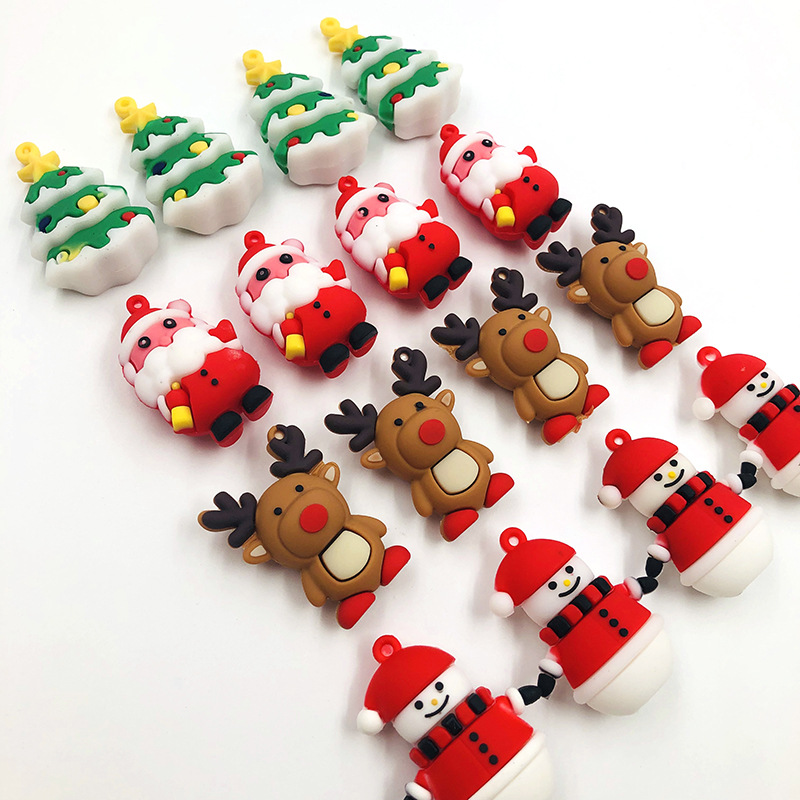 Creative cartoon PVC plastic Santa Claus Christmas tree key chain bag car pendant small gifts wholesale