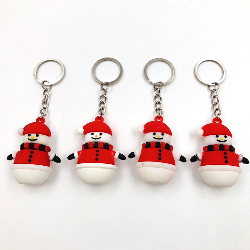 Creative cartoon PVC plastic Santa Claus Christmas tree key chain bag car pendant small gifts wholesale