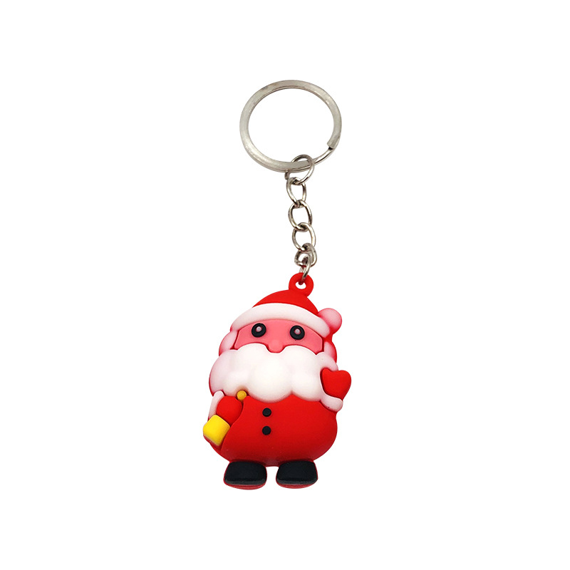 Creative cartoon PVC plastic Santa Claus Christmas tree key chain bag car pendant small gifts wholesale