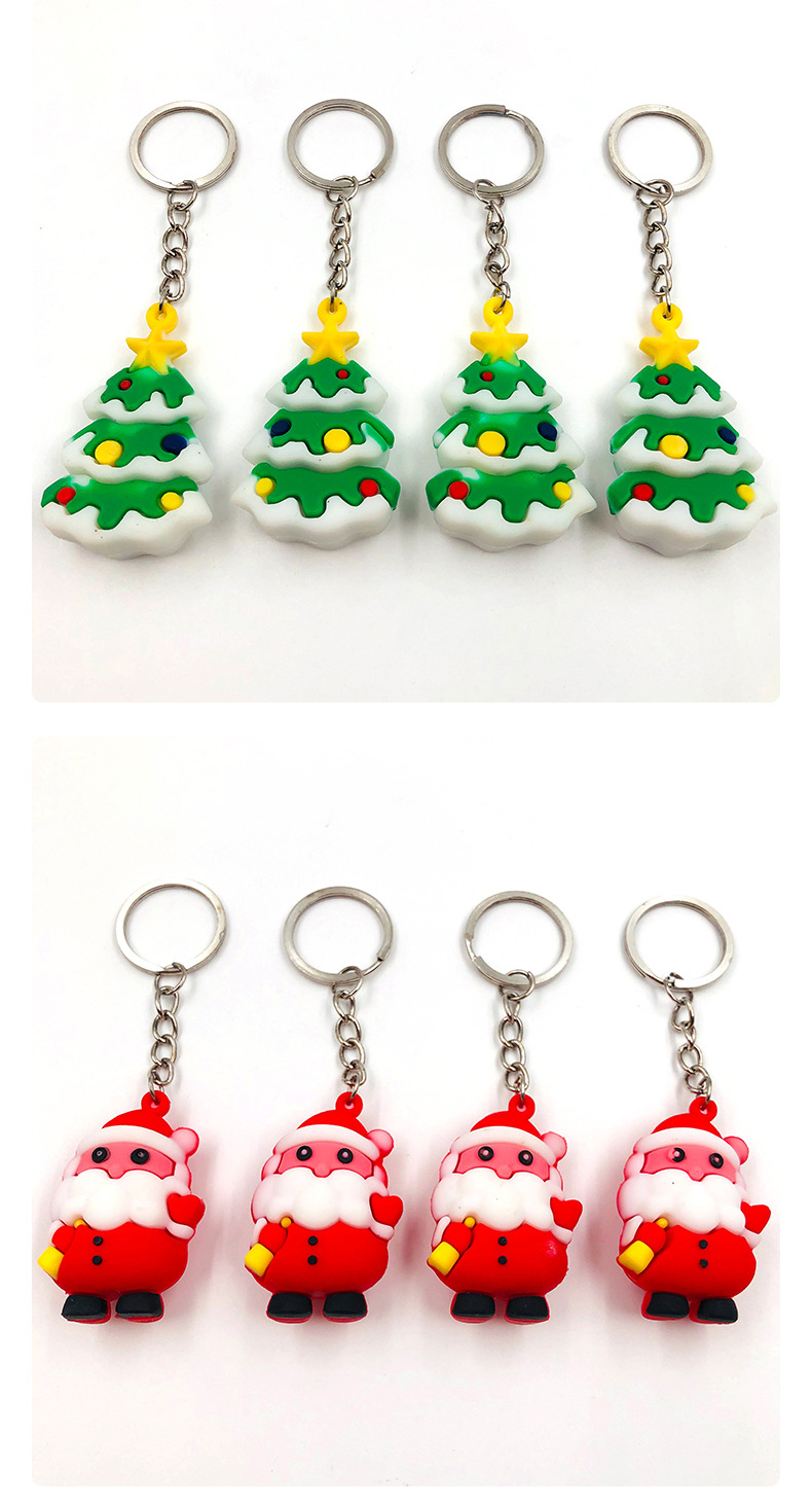 Creative cartoon PVC plastic Santa Claus Christmas tree key chain bag car pendant small gifts wholesale