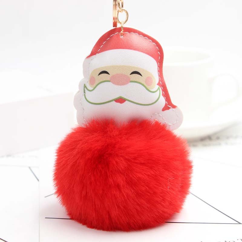 Koorol Cartoon Santa Claus Plush Pendant Santa Claus Fur Ball Keychain Cellphone Car Bag Ornaments