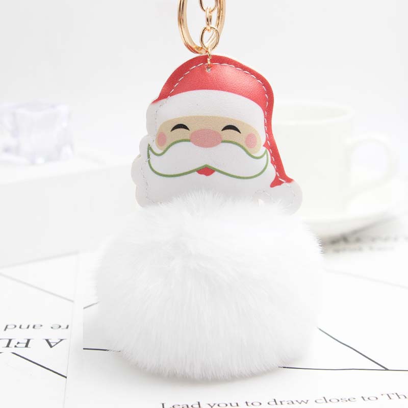 Koorol Cartoon Santa Claus Plush Pendant Santa Claus Fur Ball Keychain Cellphone Car Bag Ornaments