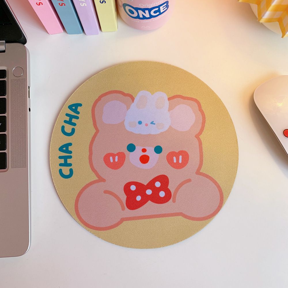 Creative Cartoon round Mouse Pad Cute Trumpet Soft and Adorable Bear and Rabbit Computer Wrist Pad Soft Shaped Student Office Pad