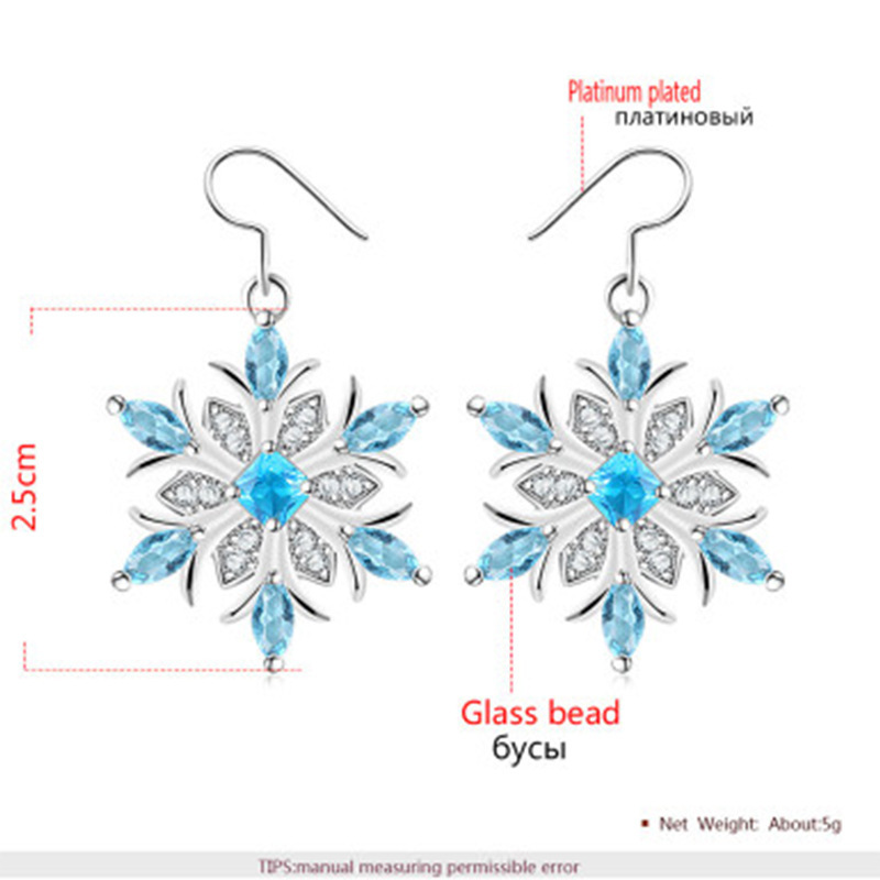Chenrui Ornament Ocean Blue Snowflake Three-Piece Set Earrings Christmas Holiday Gift Cross-Border Hot Selling Female Chenrui Ornament Ocean Blue Snowflake Three-Piece Set Earrings Christmas Holiday Gift Cross-Border Hot Selling Female