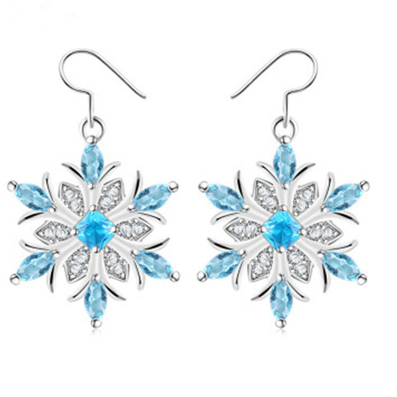 Chenrui Ornament Ocean Blue Snowflake Three-Piece Set Earrings Christmas Holiday Gift Cross-Border Hot Selling Female Chenrui Ornament Ocean Blue Snowflake Three-Piece Set Earrings Christmas Holiday Gift Cross-Border Hot Selling Female