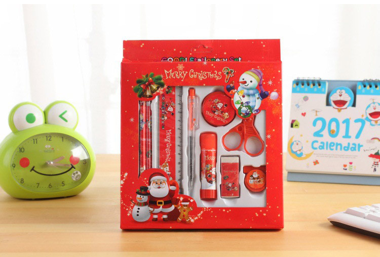 Christmas Small Gift Stationery Nine-Piece Set Santa Claus Pencil Combination Practical Stationery Set Pupil Prize Christmas Small Gift Stationery Nine-Piece Set Santa Claus Pencil Combination Practical Stationery Set Pupil Prize