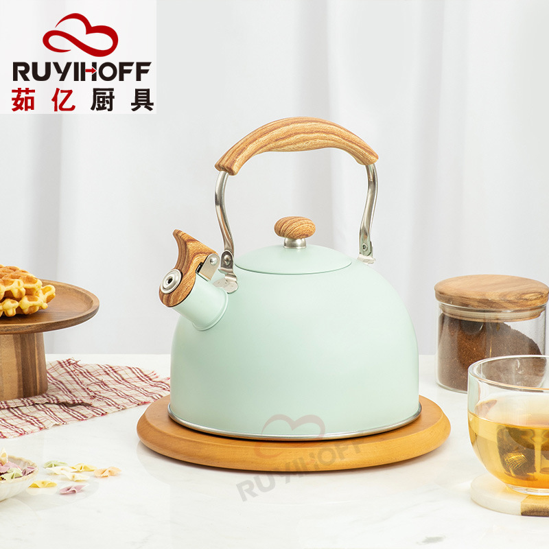Ruyi Kitchenware New Green Whistle Kettle Nylon Anti-Scald Handle EBay Cross-Border Kitchenware Sound Water Pot