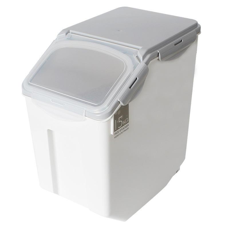 household kitchen rice box 15kg plastic rice storage drum with sealing ring 10kg insectproof moistureproof flour drum