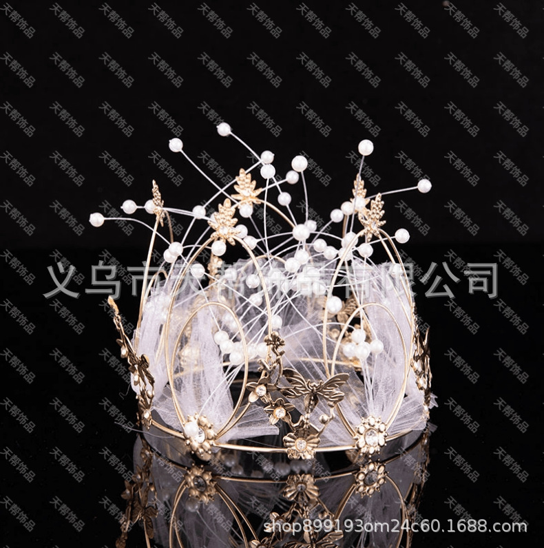 Pearl Seaweed Crown Birthday Cake Decorative Ornaments Mesh Alloy Semicircle Mini Queen Crown Birthday Headdress Pearl Seaweed Crown Birthday Cake Decorative Ornaments Mesh Alloy Semicircle Mini Queen Crown Birthday Headdress