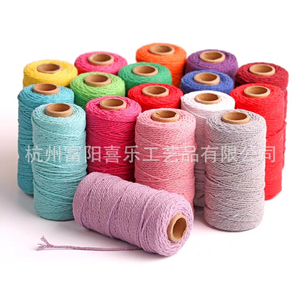 2mm thick Monochrome colored cotton rope DIY gift wrapping material strapping rope Christmas Braided colored rope
