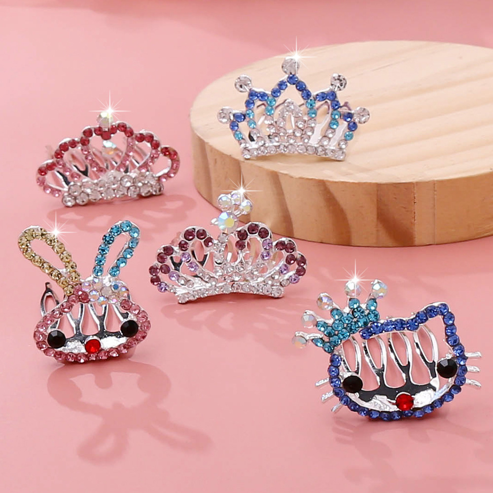 Crown Children's 2021 New Headdress Princess Birthday Performance Crown Hair Accessory Hairpin Girl Bangs Small Hair Comb