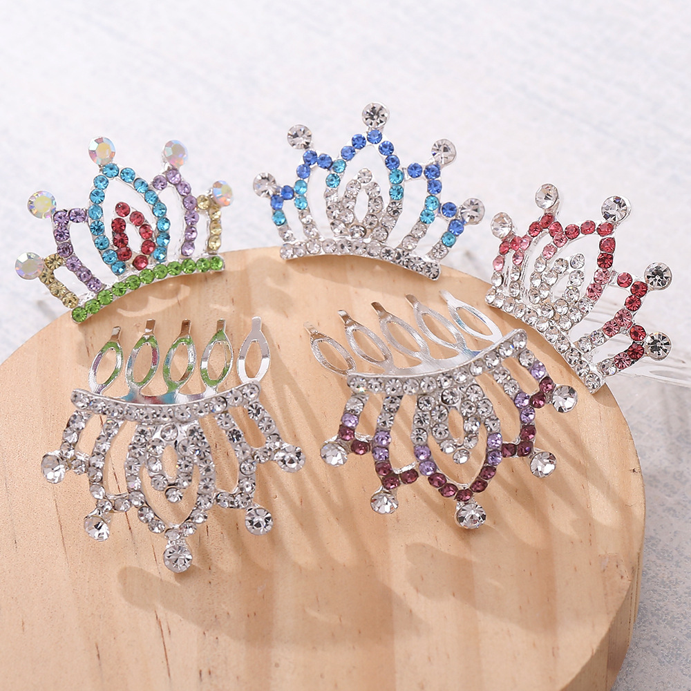 Crown Children's 2021 New Headdress Princess Birthday Performance Crown Hair Accessory Hairpin Girl Bangs Small Hair Comb