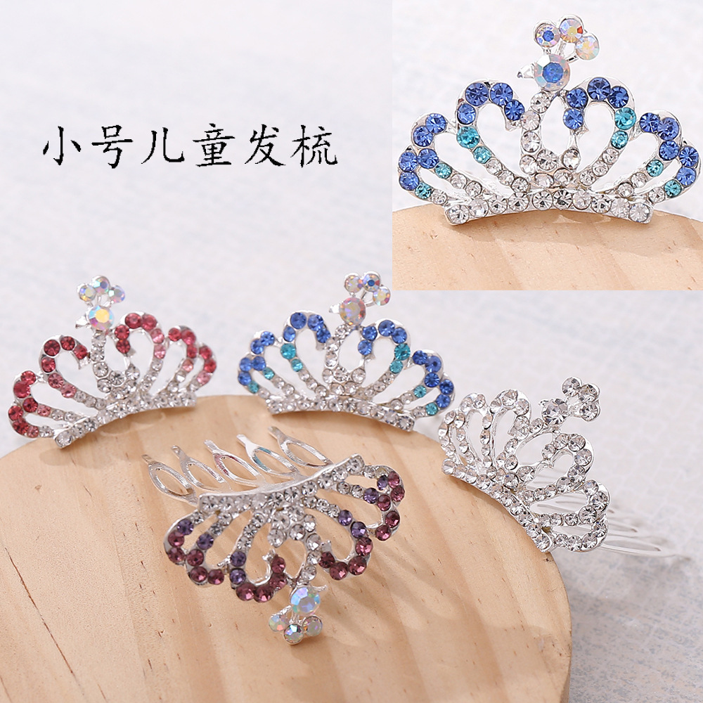 Crown Children's 2021 New Headdress Princess Birthday Performance Crown Hair Accessory Hairpin Girl Bangs Small Hair Comb