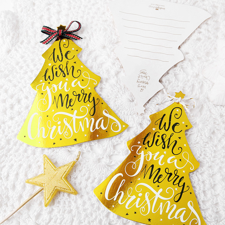 Christmas Card Gilded Old Snowman Deer Card Small Accessories Pendant Christmas Card K031 Dress up Hanging Card