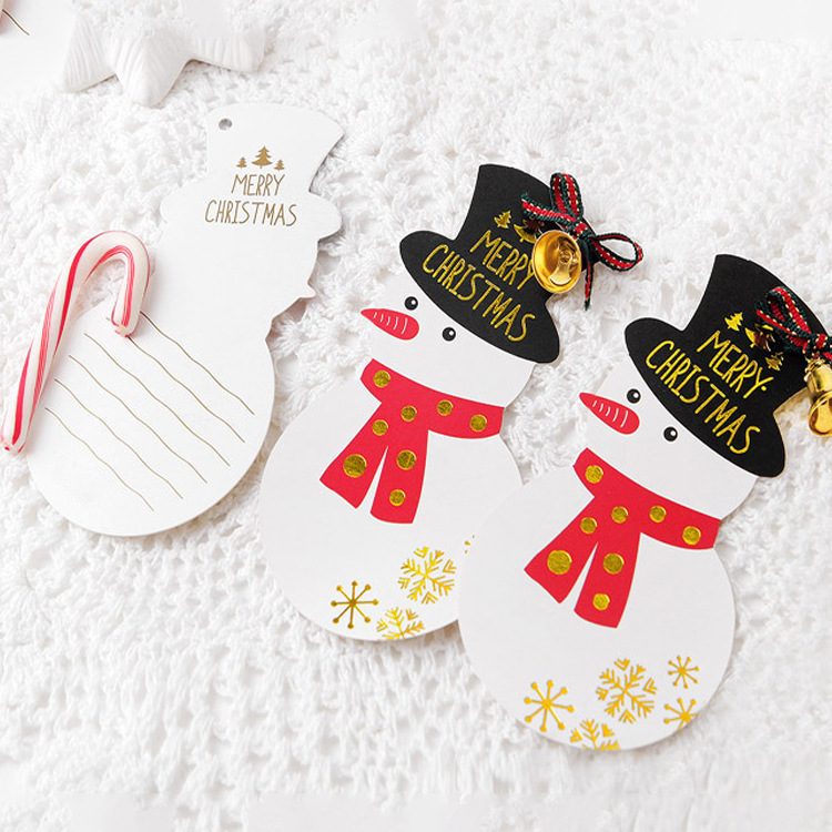 Christmas Card Gilded Old Snowman Deer Card Small Accessories Pendant Christmas Card K031 Dress up Hanging Card
